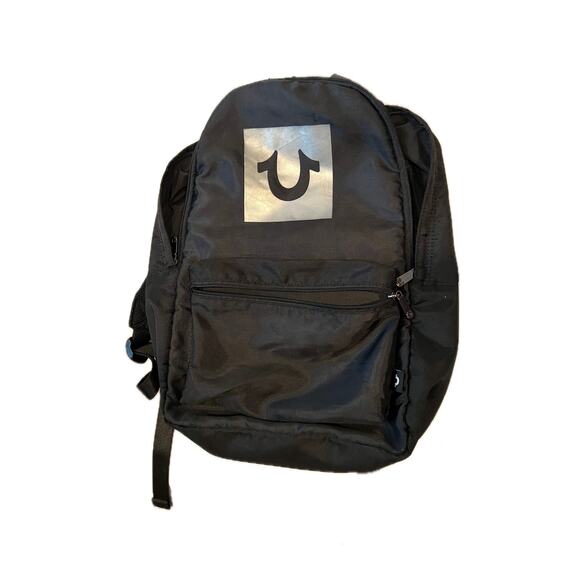 True Religion Soft Shell Black Nylon Poly Thin Backpack